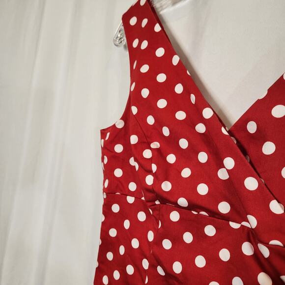 MADISON LEIGH Red White Polka Dot Rockabilly Knee Length Dress Womens 8P FLAWED - Picture 9 of 11